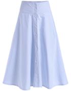 Romwe With Buttons Striped Flare Skirt