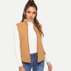 Romwe Zip Up Pocket Mock Neck Jacket