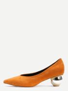 Romwe Orange Pointed Toe Spherical Heels