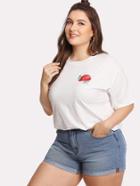 Romwe Embroidered Appliques Tee