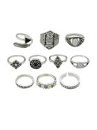 Romwe At-silver 10 Pcs/set Boho Chic Finger Rings Women Accessories