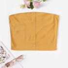 Romwe Press Button Front Rib-knit Bandeau Top