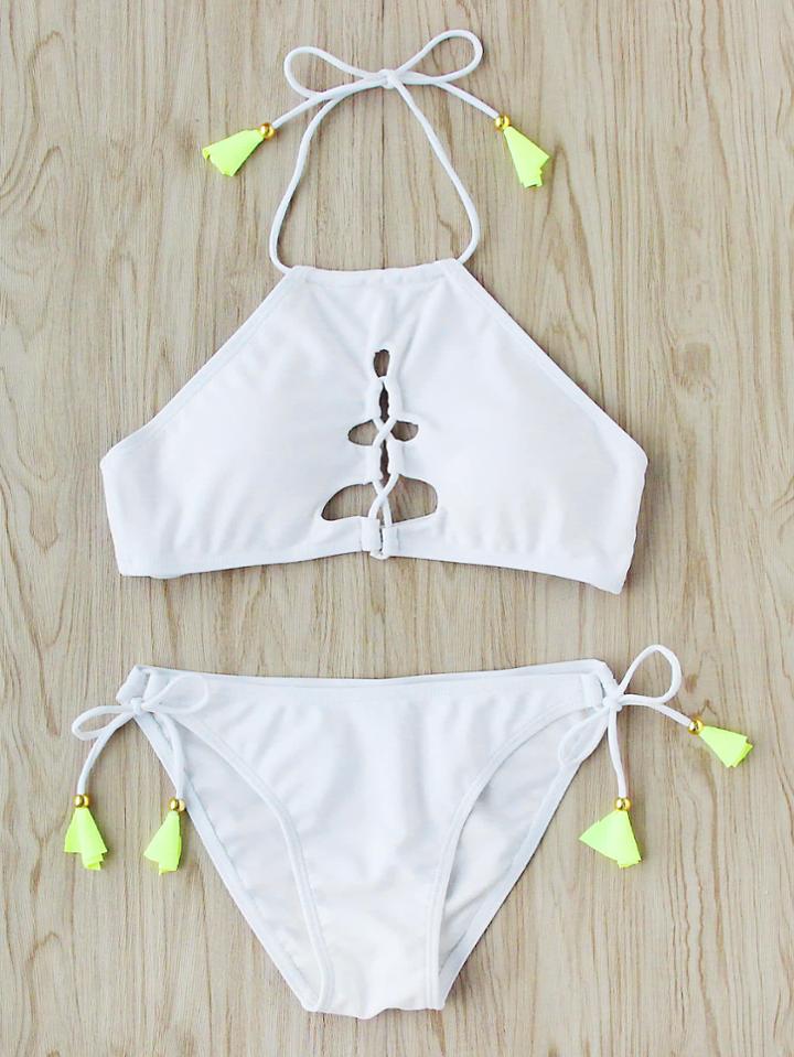 Romwe Side Tie Cutout Front Bikini Set