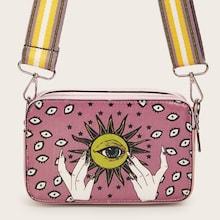 Romwe Eye Print Crossbody Bag