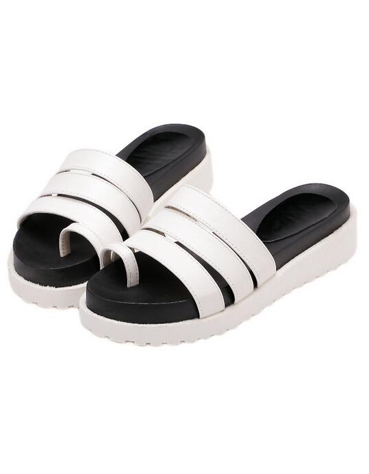 Romwe White Sets Toe Heavy-bottomed Sandals
