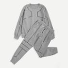 Romwe Guys Geo Print Sweatshirt & Pants