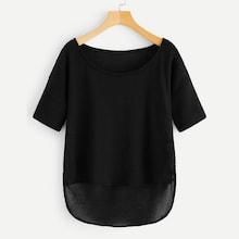 Romwe Drop Shoulder Dip Hem Knit Tee