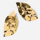 Romwe Leaf Shaped Metal Stud Earrings 1pair