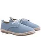Romwe Light Blue Weave Trims Low Heel Shoelace Flats