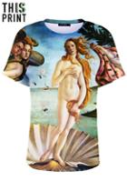Romwe This Is Print The Birth Of Venus Print T-shirt