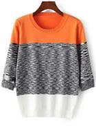 Romwe Knit Loose Orange Sweater