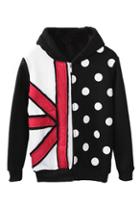 Romwe Dot Print Hoodied Jacket