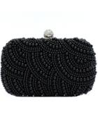 Romwe Black Bead Clutch Bag