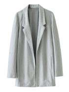 Romwe Slit Detail Vertical Striped Longline Blazer