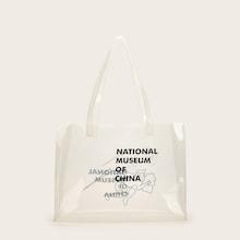 Romwe Letter Print Clear Tote Bag