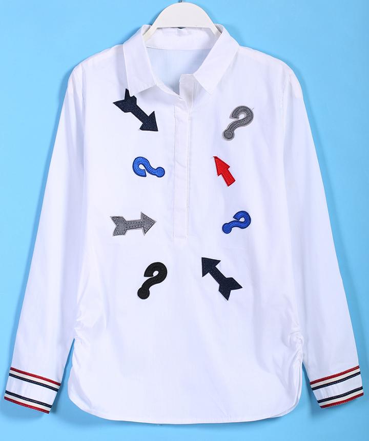 Romwe Arrow Embroidered Loose Blouse