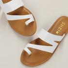 Romwe Cut Out Toe Band Slide On Flat Sandals