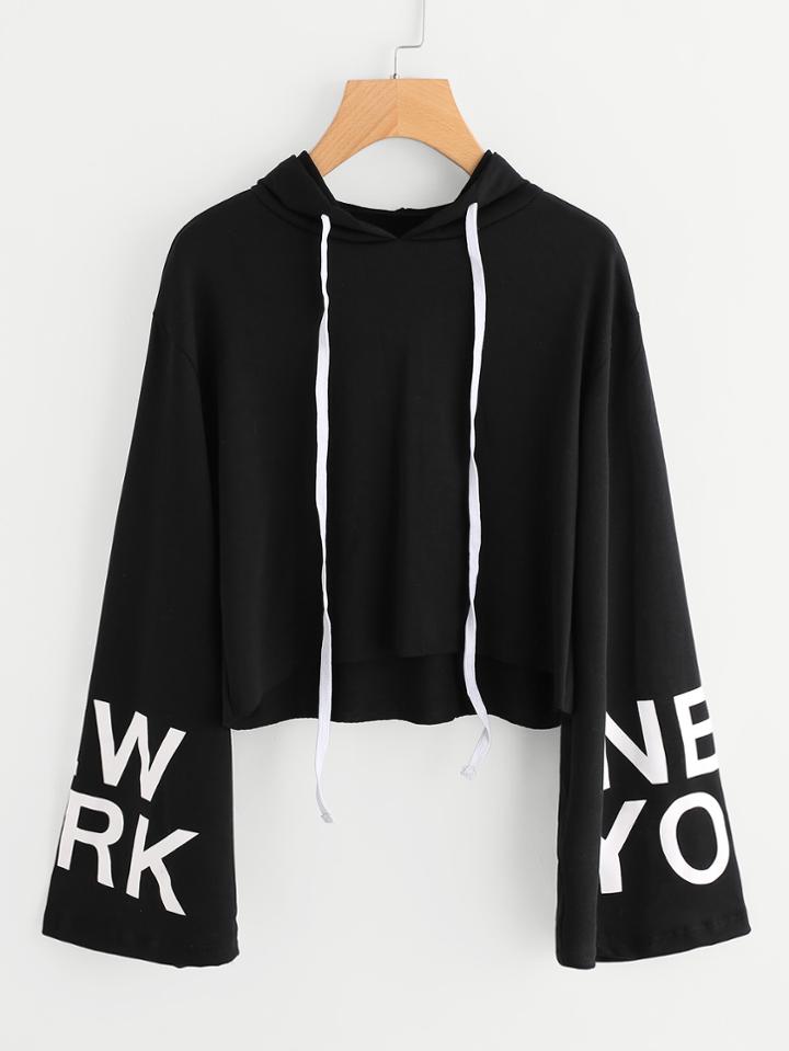 Romwe High Low Raw Hem Hoodie