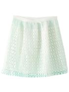 Romwe White Zipper Grids Skirt With Lining