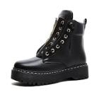 Romwe Eyelet Detail Zip Front Boots