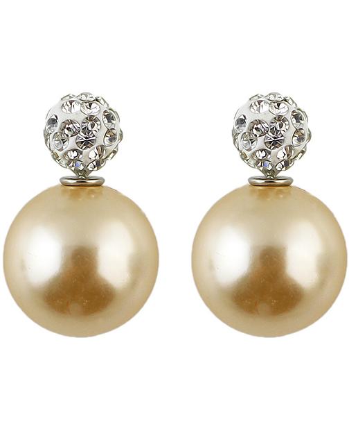 Romwe Apricot Diamond Bead Stud Earrings
