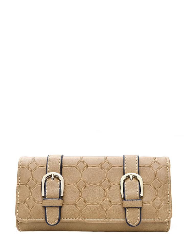 Romwe Double Buckle Pu Shoulder Bag
