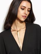 Romwe Vintage Gold Long Chain Fringe Statement Collarbone Necklace