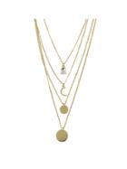 Romwe Multi Layer Necklace With Moon Pendant Necklace