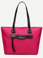 Romwe Pink Zip Front Nylon Tote Bag