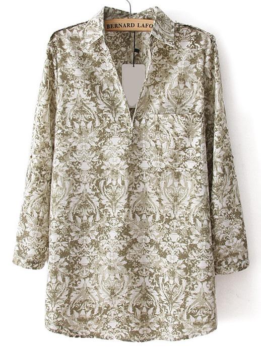Romwe Tribal Print Multicolor Blouse With Pocket