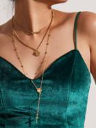 Romwe Cross & Star Pendant Layered Chain Necklace