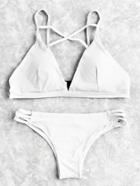 Romwe Crisscross Ladder Cutout Bikini Set