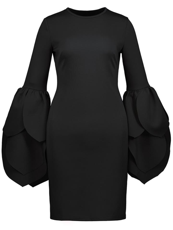 Romwe Layered Petal Sleeve Bodycon Dress