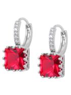 Romwe Red Square Zircon Earrings