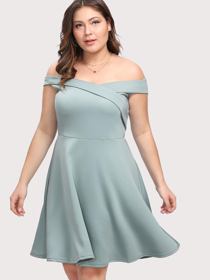 Romwe Off Shoulder Pleated Dress