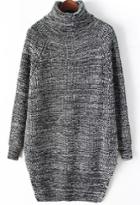 Romwe Split Hem Light Grey Knit Sweater