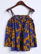 Romwe Multicolor Cold Shoulder Floral Blouse