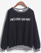 Romwe Include Galaxy Print Navy Sweatshirt