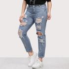 Romwe Plus Bleach Wash Extreme Distressing Jeans