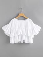 Romwe Fluted Sleeve Tiered Frill Blouse
