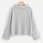 Romwe Rolled Neck Marled Knit Jumper