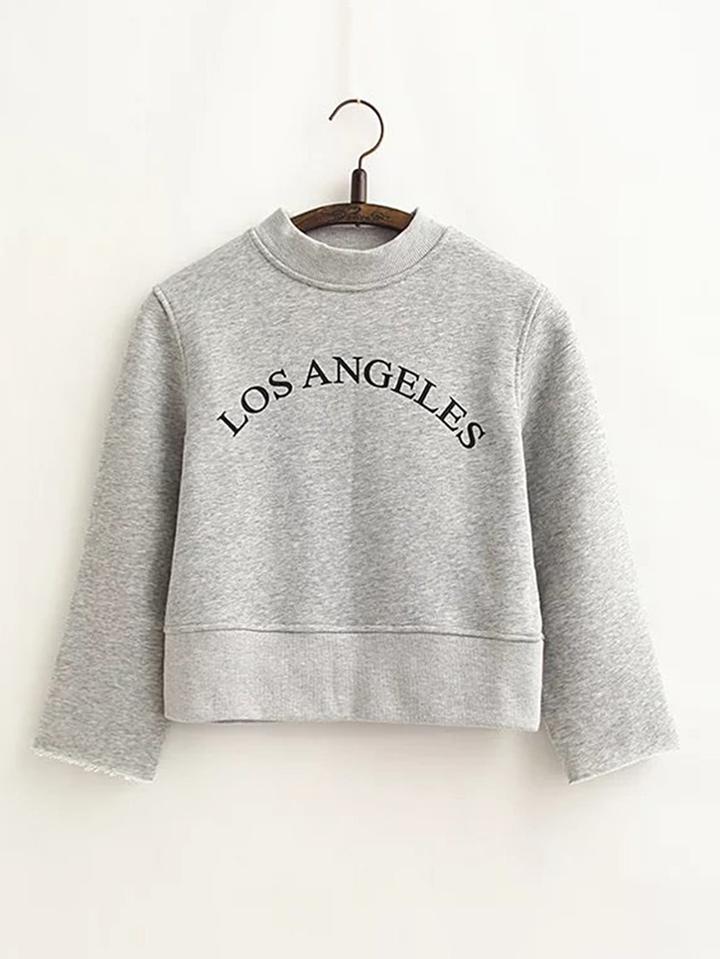 Romwe Frayed Detail Crop Sweatshirt