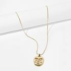 Romwe Face Engraved Pendant Necklace 1pc