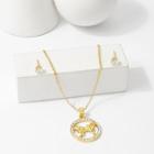Romwe Taurus Pendant Necklace & Earrings Set