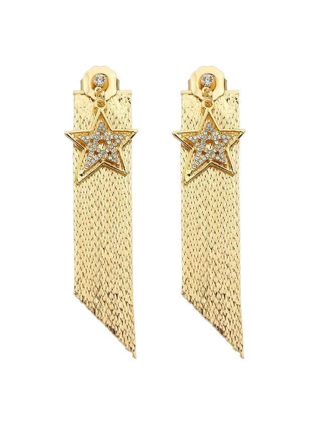 Romwe Gold Color Star Shape Long Chain Earrings