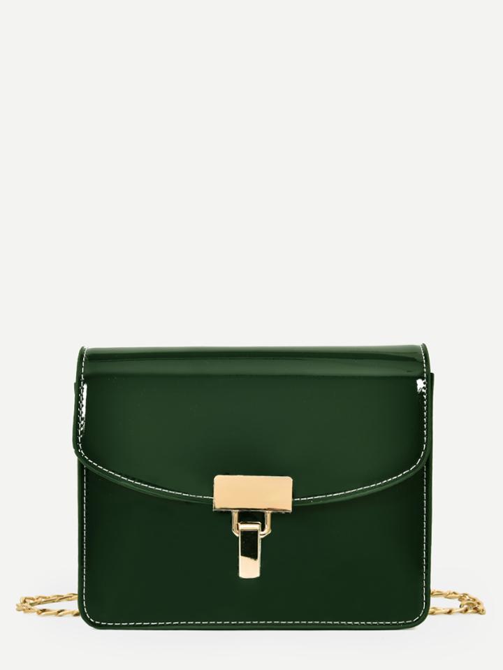 Romwe Flap Pu Crossbody Chain Bag
