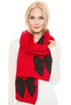 Romwe Bow Embellished Knit Red Scarf