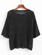 Romwe 3/4 Sleeve Loose Knitwear