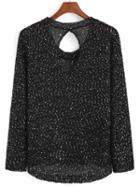 Romwe Hollow Back Sequined Knit Sweater