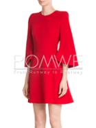 Romwe Red Round Neck Pleated Dress